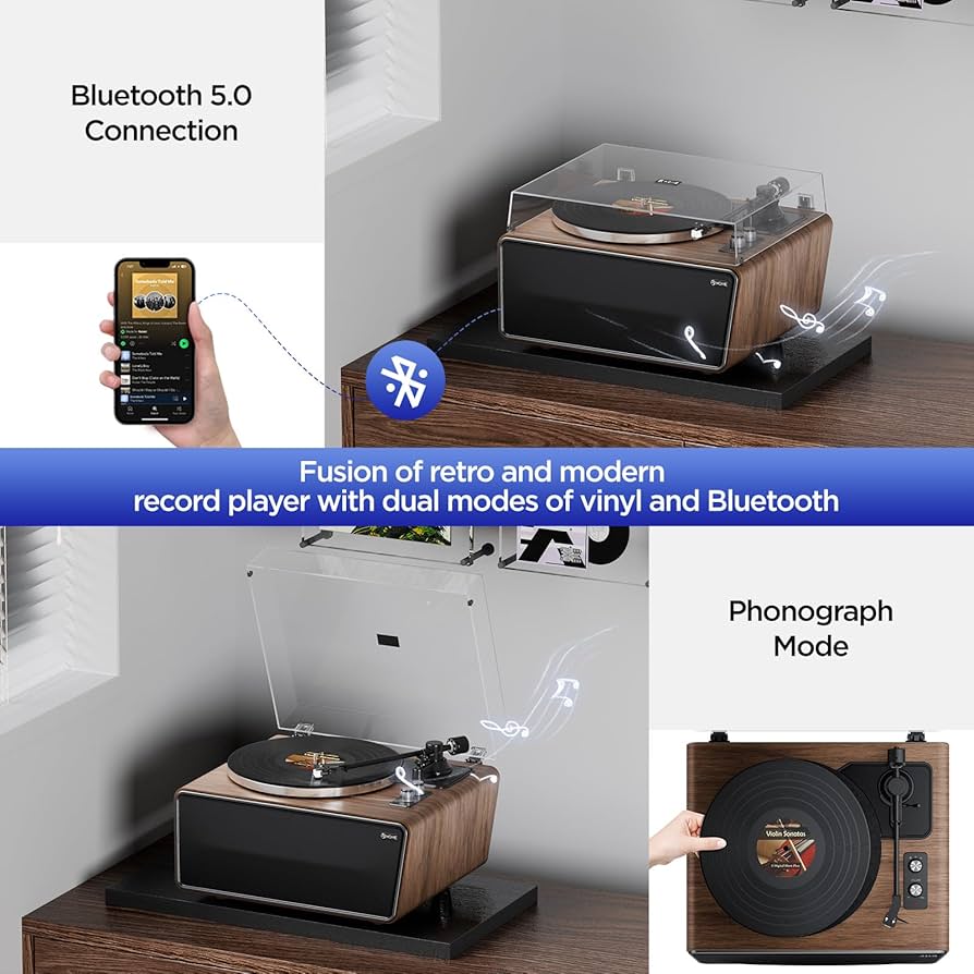 PLAYTECH ( プレイテック )  LP400SETII BK Amazon.com: All in One Vinyl Record Player,Bluetooth